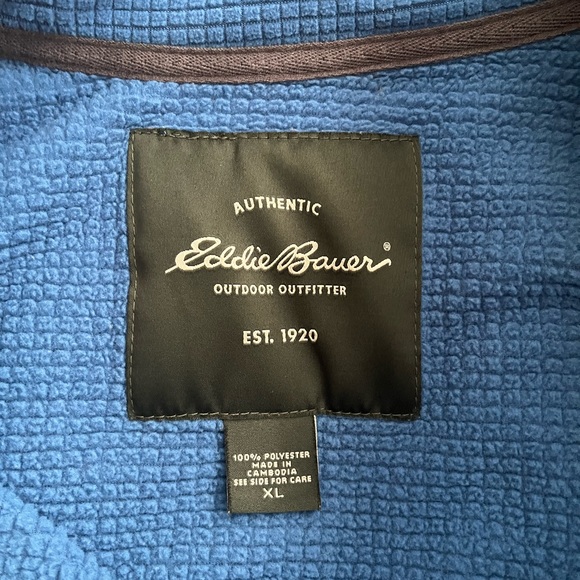 {Eddie Bauer} Waffle 1/4 Zip Fleece Pullover in Blue - Men's XL - Picture 8 of 9